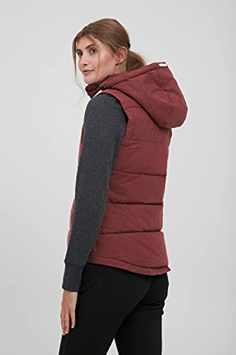 OXMO OXLew Damen Weste Steppweste Outdoor Weste mit Kapuze Eingrifftaschen Baumwollmischung Regular fit, Größe:S, Farbe:WINE RED (790985)