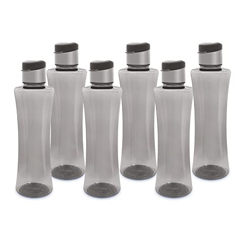Image of FLAIR Sleek PET Water Bottles With Fliptop Lid Set of 6 Pcs 1000 ML (GRAY)