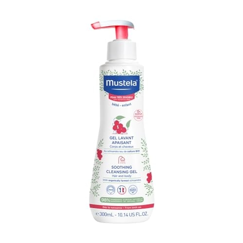 Gel Lavante Calmante Mustela, 300ml, para Pele Muito Sensível, Corpo e Cabelo de Bebês e C...