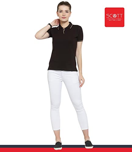 Image of Scott International Women's Regular Fit 100% Pure Organic Cotton Polo T-Shirt | Womens Polo Collar Neck T-Shirt | Cotton Plain Polo Neck Half Sleeve T-Shirt | Tshirts for Women