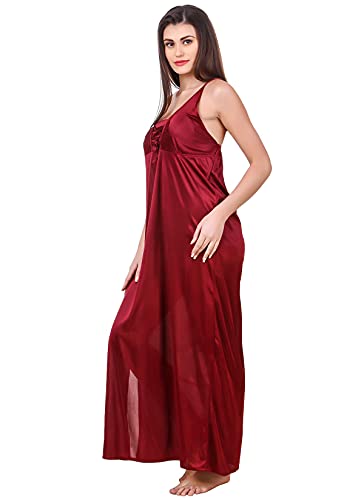 Image of Fasense Women's Satin Maxi Casual Nightgown