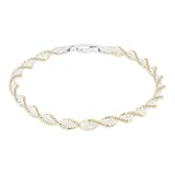 Tuscany Silver Mujer Pulsera Entrelazada Herringbone 4 mm en Plata de Ley Bicolor 19 cm/7,5'