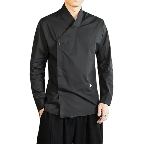 Chemise blanche hommes coton lin Hanfu pour sublimer vos tenues decontractees