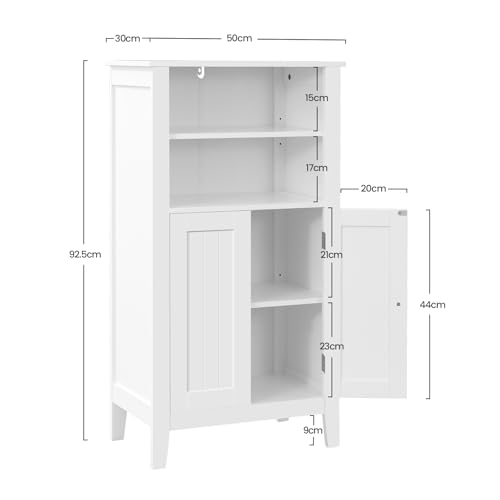 EUGAD Badschrank Badzimmerschrank Küchenschrank Beistellschrank Kommode in Schlafzimmer Flur aus MDF mit verstellbare Regalebene Weiß 92.5x30x50cm