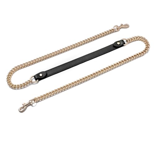 Image of jiesinlov Purse Leather and Chain Bag Shoulder Strap Replacement Crossbody for Handbags,43 Inches in Length(Gold-black)