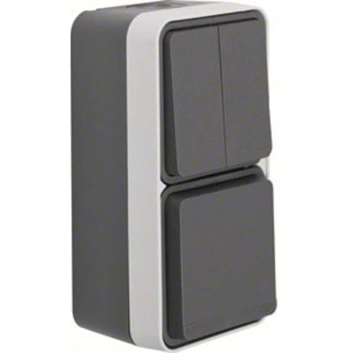 Berker Schalter Steckdosen Kombination Aufputz W.1 gris boitier interrupteur prise gris 47903515