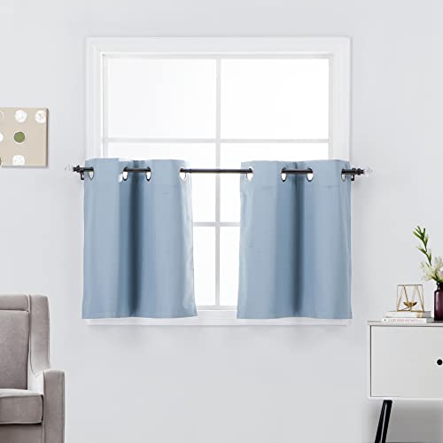 Diamond Home Linens 2 Panels Thermal Insulated Short Blackout Tier Curtains 36 inches Long for Kitchen Room Darkening Grommet Top Small Window Treatment Drapes Set, Slate Blue