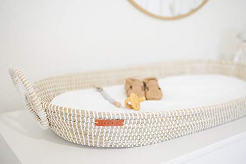 Lu & Ken Wicker Baby Changing Basket with Thick Pad & Waterproof Cover - Baby Changing Table Topper Moses Basket - Nursery Rattan Bassinet - Diaper Change Station - Woven Seagrass Dresser Topper Tray - Thumbnail 4