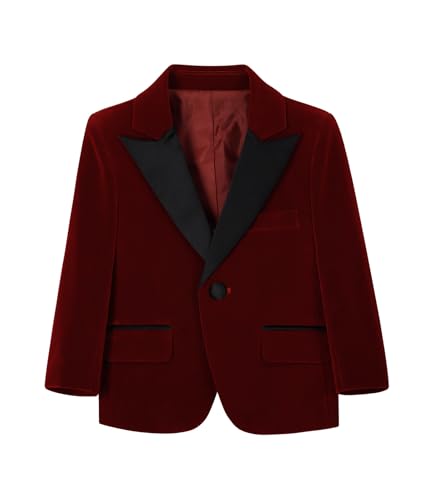 mintgreen Garçons Blazers, Enfants Mariage Velours Costume Tuxedo Blazer, Vin Rouge, 13-14 Ans, Étiquette 14