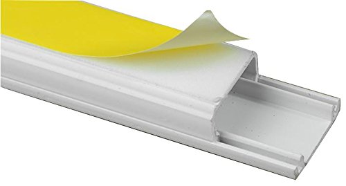 16mm x 40mm PVC White Electrical Cable Cover Mini Trunking Conduit Wire Tidy Self Adhesive + Bends (16mm x 40mm 2 x 1Mtr Length)