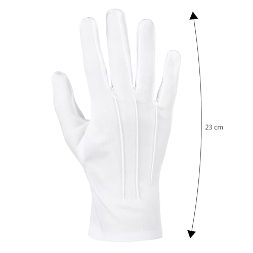 KarneLux Handschuhe Weiß- 1 Paar Damen Herren Handschuhe als Kostüm Zubehör - Accessoire für Karneval, Halloween oder Mottopartys 23 cm