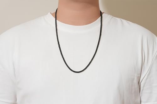 FOSIR Black Stainless Steel Wheat Chain Necklace for Men, 5mm Mens Chains 26 Inches by FOSIR - Image 5