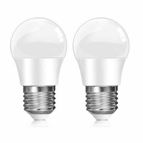 Ddlisu A15 LED Light Bulb 5W, 40W Equivalent, Daylight White 5000K, Desk Lamp Bulbs with E26 Base, Non-Dimmable, 120V 5W Refrigerator Light Bulb for Refrigerator Desk Lamp Pendant Lighting, 2 Pack