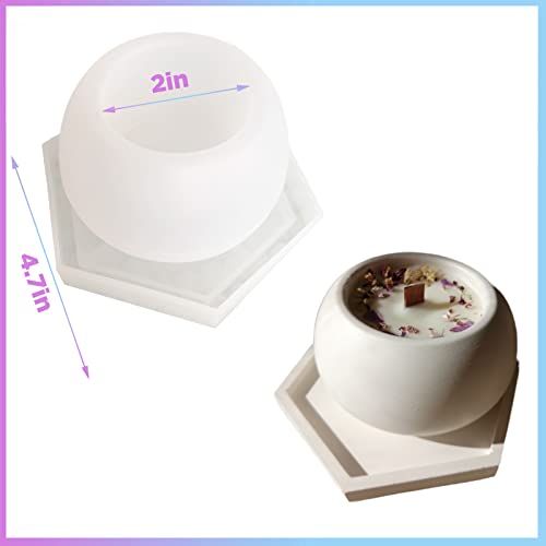 Topys Candle Jar Silicone Molds Set, Hexagonal Coaster Molds And Coconut Shape Container Moulds, Round Pot Molds For Making Uv Epoxy Plaster Concrete Storage Box Home Decor Planter #TOP1