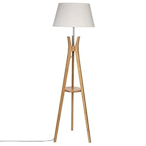 Atmosphera - Lampadaire trépied Kalo - bambou et blanc H156 cm