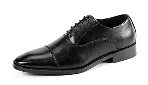 Santimon Men's Oxford Dress Classic Formal Business Cap Toe Leather Lined Derby Shoes