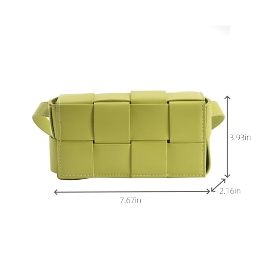Image of Mini Woven Crossbody Bag for Women, Square Shoulder Handbag Leather Clutch Purse Cute Fanny Packs with Adjustable Belt