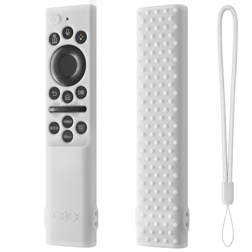 Image of Oboe Silicone Tv Remote Cover Compatible with Samsung Smart Tv Remote 2026 Model BN59-01498A Open Key Case with Lanyard (White) [REMOT E NOT Included]