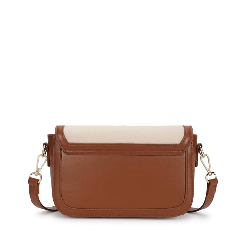 Image of Fastrack Sherpa-Panel Sling Bag for Women | Faux Leather Crossbody with Zipper Closure, Gold Hardware and Detachable Strap | Compact Textured Bag for Casual and Evening Outfits