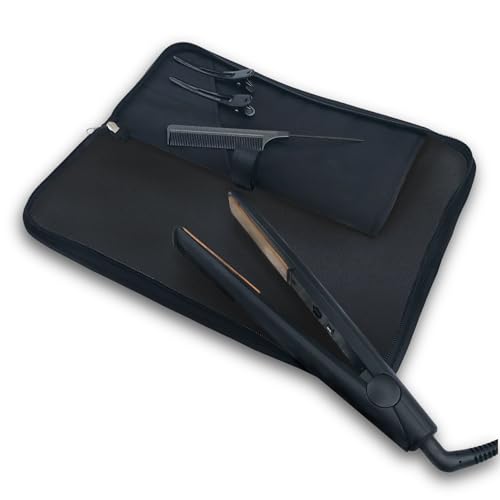 Esterilla y funda para alisador de pelo j&m contra quemaduras estuche de viaje compacto