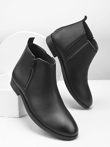 Image of FENTACIA Leather Chelsea Boots for Men | Men Ankle Slipon Boots