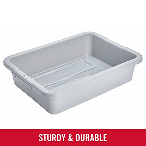 Rubbermaid Commercial Products Standard Bus/Utility Box, 4.625-Gallon, Gray, Plastic, Heavy Duty Plastic Restaurant Tub/Dish Washing Box For Kitchen Organization/Storage #TOP1