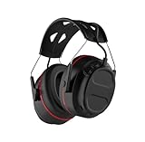 Bluetooth 5.4 Hearing Protection Headphones with 1200mAh Rechargeable Battery, 120H Working Time, 30dB SNR, Ear Muffs with Larger Buttons for Easy Operation, Superior Stereo Sound Quality Black-Red
