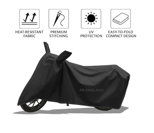 Image of All Season Protection Bike Cover for Activa 6G 5G 4G 3G 125 H-Smart Activa 125 110 New BS6 Scooty Bike Cover with Water-Resistant and Dust Proof Premium 190T Fabric Entire Black