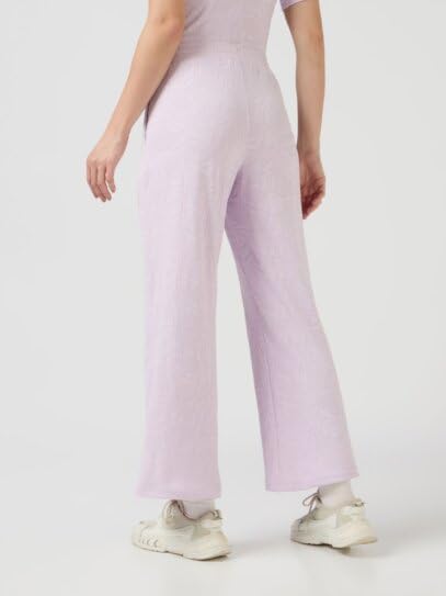 Image of TECHNOSPORT Women Textured Straight Fit Trackpants for Casual Wear, Travel Wear, Gym Wear