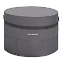 PATIOASIS Grey Round Fire Pit Cover Outoor 36 inch Dia Waterproof Patio Deck Propane Fire Bowl Cover 600D Heavy Duty All Weather Resistant