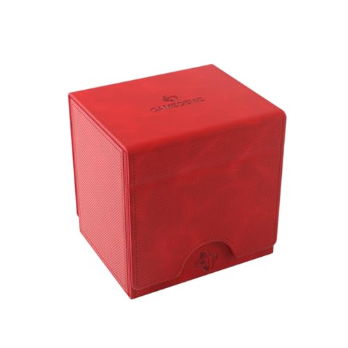 Gamegenic Sidekick Pro 100+ XL Convertible - Premium Deck Box with Secure Card Storage UV Protected Slide Card Case Display Top Card Extra Token Drawer Magnetic Closure Red Color Made