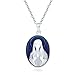 Produktbild Bling Jewelry Personalisieren Sie Vintage-Stil Simuliert Blauen Achat Wundertätige Unser Lady Of Guadalupe Gesegnete Madonna Oval Virgin Mary Cameo Anhänger Halskette Für Frauen .925 Sterling Silber