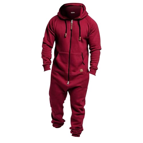 Men's Hooded Jumpsuit Zip Up One Piece Pajamas Playsuit Jogger Casual Sweatsuit Overall Romper Going Out Loungewear3