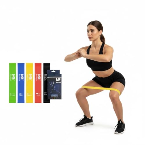 MeeRoh Mini Loop Resistance Bands Set (5 Levels) &ndash; Non-Slip Latex-Free TPE Exercise Bands...