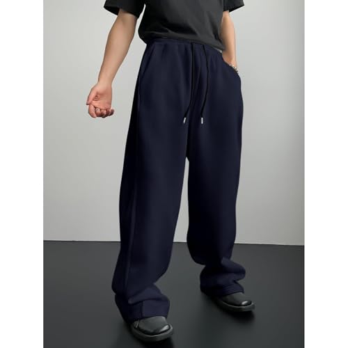 Men's Baggy Pants 2025 Drawstring Waist Wide Leg Sweatpants Loose Casual Winter Joggers Trousers with Pockets2