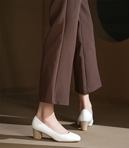 HHTCAL Women's Pumps Round Closed Toe Chunky Heels Comfortable 2 inch Block Low Heel Dress Shoes for Office Work Business Formal3