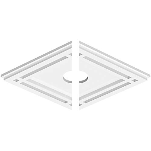 Image of Ekena Millwork CMP16X10DD2-02000 Diamond Architectural Grade PVC Contemporary, Two Piece Urethane Ceiling Medallions 16 inchW x 10 5 /8 inchH x 2 inchID x 5 1 /2 inchC x 1 inchP