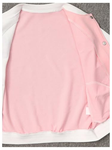 Girl's 3D Floral Bomber Jackets Long Sleeve Button Down Baseball Jacket Coat4