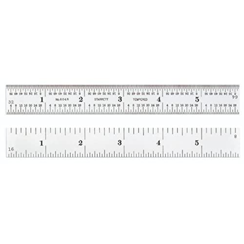 Starrett Spring Tempered Steel Rule, 6" Length, 4R Grad, 3/64" Th...