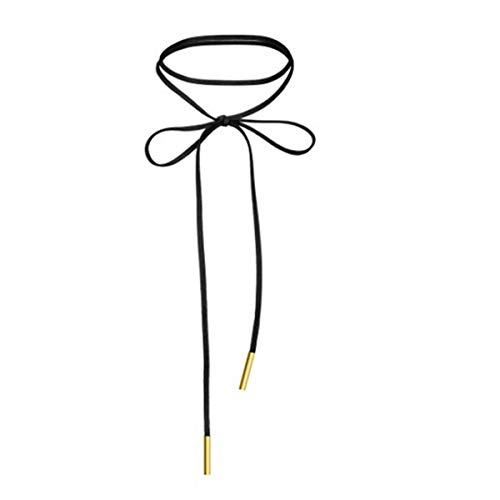 Alloy & Faux Leather Handmade Long Elastic Tassel Necklace, Black, 63-Inch