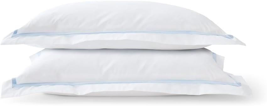Christy Beaumont Oxford Pillowcase Pair |Luxury 200 Thread Count Cotton Percale | Pale Blue