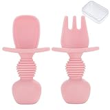 5.🍲【Consuelo bebe】Hay pequeños puntos en la parte posterior del tenedor cuchara silicona bebés, que pueden estimular las encías, masajear las encías, aliviar la picazón de los dientes y calmar las emociones del bebé.