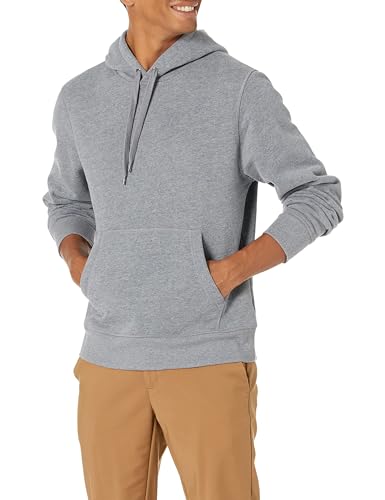 Amazon Essentials Herren Fleece-Sweatshirt Mit Kapuze (Erhältlich In Übergröße), Grau Meliert, L