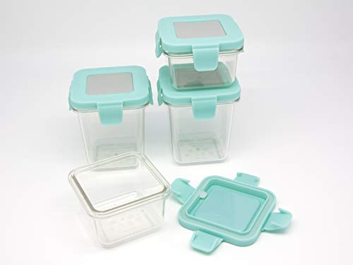 KIT COM 4 POTES EM TRITAN 2 x 120ML E 2 x 240ML, Marcus e Marcus, Pote: incolor; Tampa: Verde, Peque