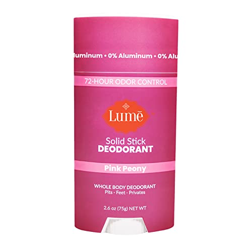 Lume Natural Solid Deodorant Stick - Whole Body Deodorant - Aluminum-Free, Baking Soda-Free, Hypoallergenic, Safe For Sensitive Skin - 2.6 Ounce Solid Stick (Pink Peony)