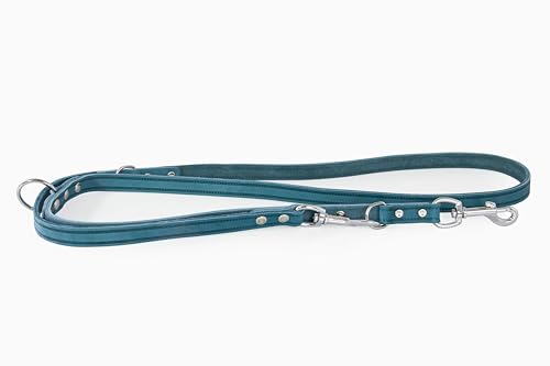 ドイツ製 高級本革リード Das Lederband レダーバンド 「WEINHEIM(ワインハイム)」 犬 リーシュ レザー 本革 ペット用品 柔らかくて丈夫 有害化学物質不使用 (Petrol/ブルー, ロングリード: 22mm / 200cm)
