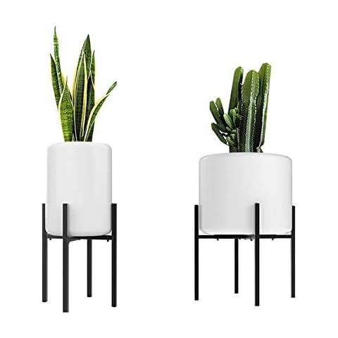 Metal Plant Stand Adjustable Planter Stand 9.45 To 14.17 inches Mid Century Pot Stand Tall Flower Holder for Indoor & Outdoor (Black) Cover