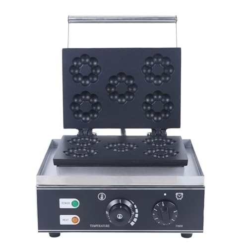 HinLIaDa Commercial Donut Machine, 1500W 5 Holes Plum Flower Waffle Iron Waffle Maker Double-sided Electric Doughnut Maker Machine, Non-stick, for Making Breakfast Lunch & Snacks