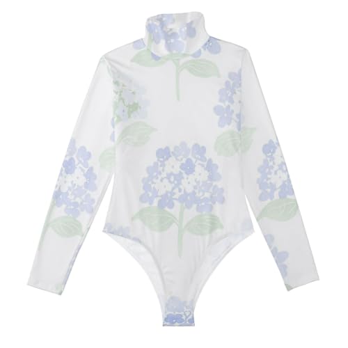Body de manga larga azul GuoChe ropa casual floral mujer cómoda