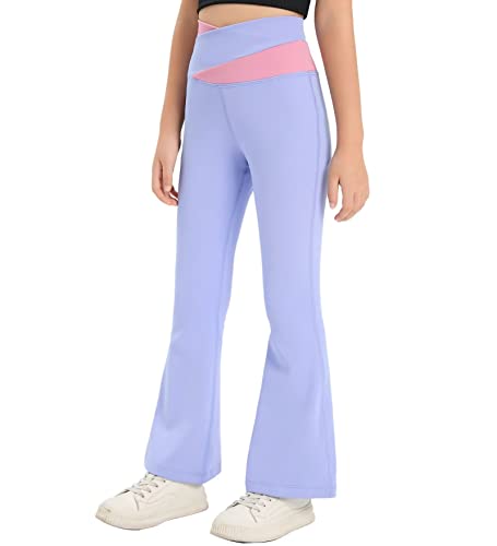 Girls Leggings Bootcut Pants Cross High Waisted Active Dance Pant Workout Running Easter Egg/Cameo Pink 6-7Year #TOP4